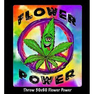 New Flower Power Smooth Fleece Throw Gift Blanket Weed Smoke 420 Marijuana Leaf